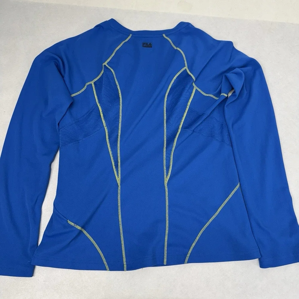 Fila Sport Women's Long Sleeve Running Shirt‎ Medium Blue Yellow Activewear